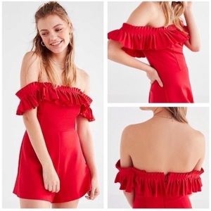 URBAN OUTFITTERS- RED RUFFLE ROMPER - SIZE 4